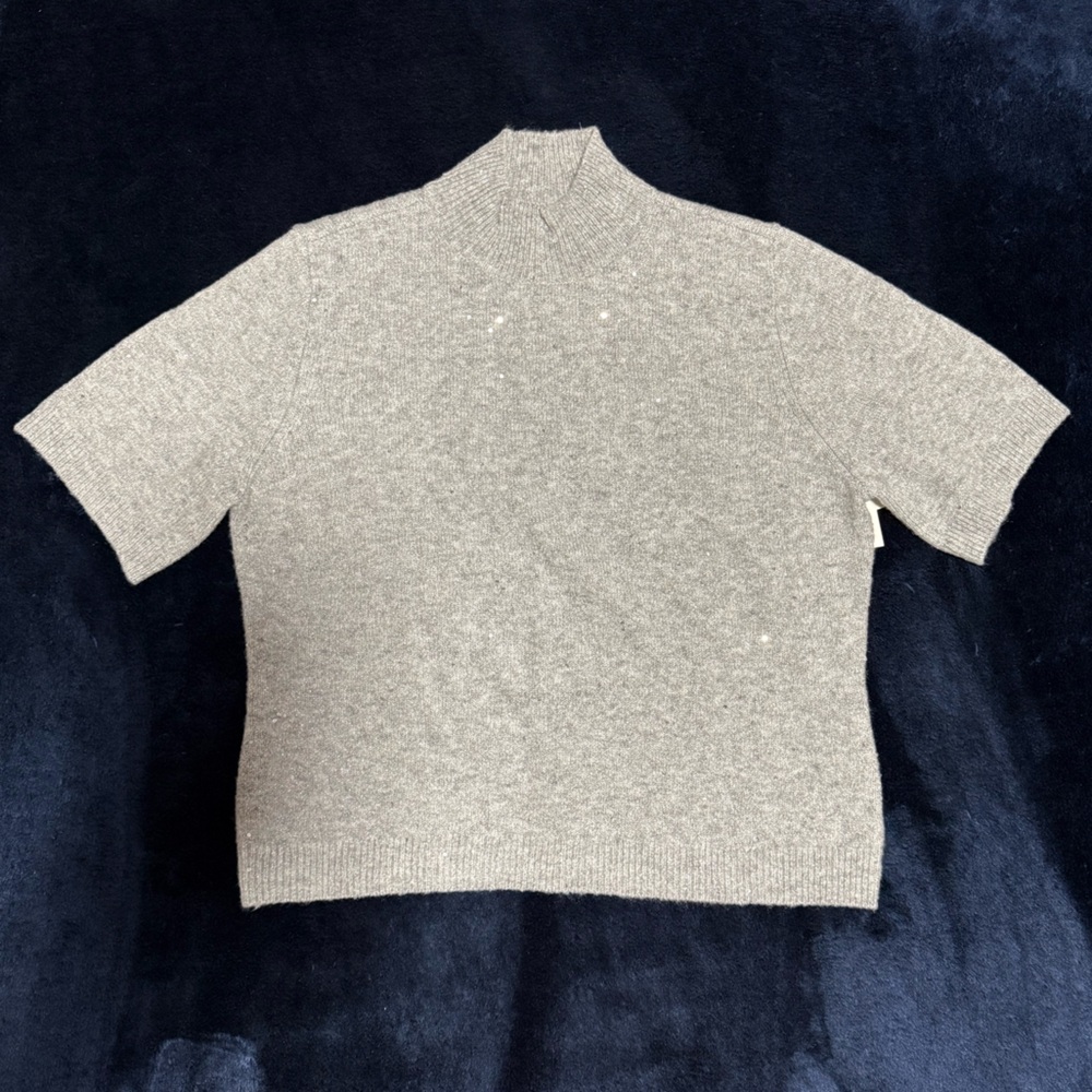 Abercrombie & Fitch Short-Sleeve Turtleneck Sweater in Taupe